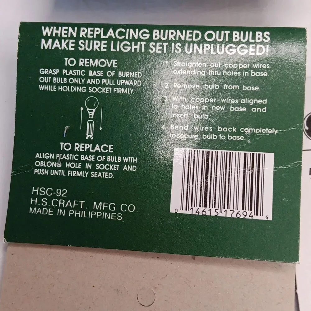 Tree Light Replacement Pearl Lights Bulbs Green Yellow Red and GE Safety Fuses